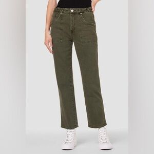Hudson Remi high rise straight ankle length olive colored jeans